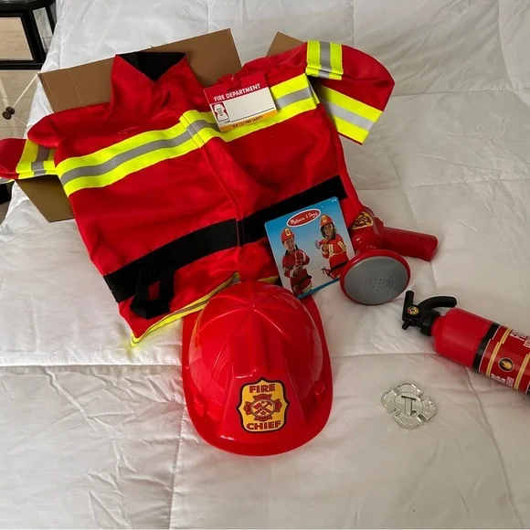 Melissa And Doug Fire Chief Role play Costume Set Ages 3 To 6 NIOB - Picture 2 of 9